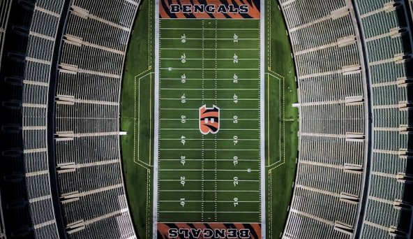 Cincinnati Bengals stadium, sky view. 